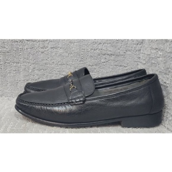 Florsheim Men's Size 13 D Black Leather Slip On Horsebit Moc Toe Loafer Shoes - Picture 2 of 9